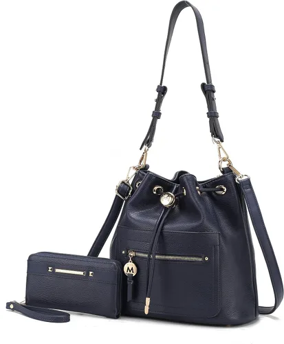 Vista 15 de MKF Collection Bolso bandolera para mujer, bolso de hombro con cordón, bolso de mano de moda con cartera de muñeca