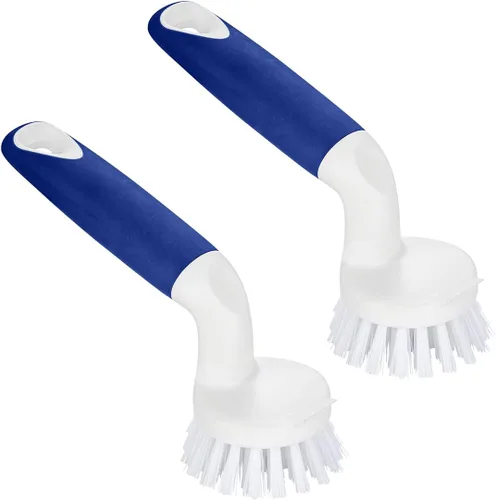 Vista 8 de CELOX Juego de cepillos de cocina con mango ergonómico, cepillos de limpieza profunda, incluye cepillo para platos (azul)