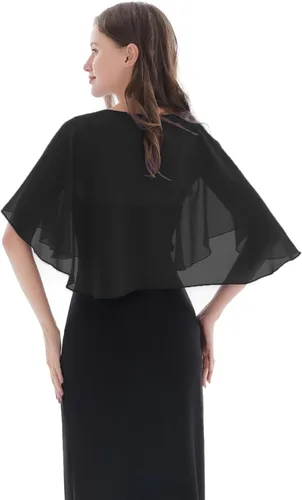 Vista 4 de Capelet de gasa para novia, chales suaves y envolturas para vestidos de mujer, accesorios