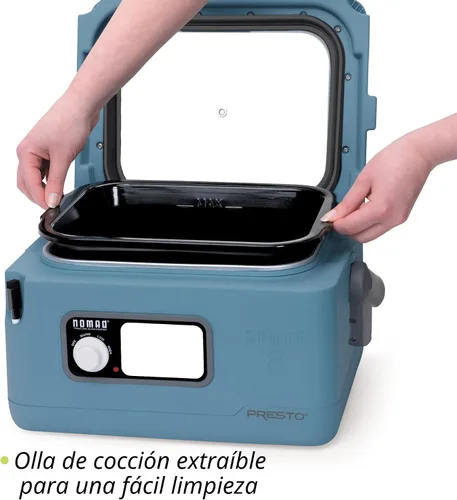 Vista 9 de Presto 06017 - Olla de cocción lenta para viajar Nomad, de 8 cuartos de galón, color azul