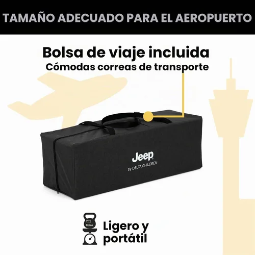 Vista 3 de Jeep Horizon Compact Travel 2 en 1 - Patio de juegos y moisés, color negro