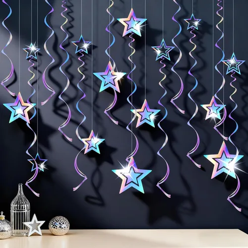 Vista 15 de BTSD-home 6pc Iridescent Party Decorations Hanging Decor Iridiscente 1