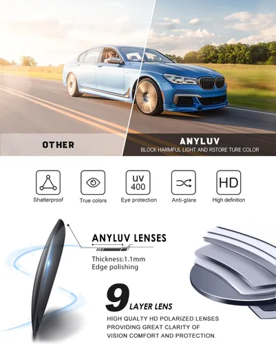 Vista 6 de ANYLUV Polarized Sunglasses for Men Rectangular Classic Al-Mg Metal Frame Sun Glasses Mens Sunglasses with UV Protection