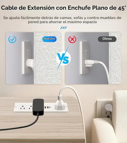 Vista 3 de VILONG Regleta de alimentación empotrada con PD 20W USB-C, salida de cajón empotrada, 4 tomas de corriente y 3 puertos USB, regleta de alimentación