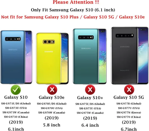 Vista 2 de Funda para Samsung Galaxy S10 con cubierta para lente de cámara, protector de pantalla HD, doble capa de grado militar, probada contra caídas