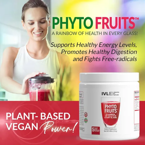 Vista 7 de IVL - Phyto Fruits Superfood Powder - Apoya la energía - Digestivo y probiótico - Antioxidante - Vegano - 40 frutas y nutrientes más 6 cepas