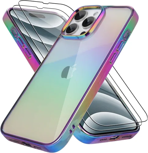 Vista 8 de Bonoma Funda magnética para iPhone 13 【Soporte para Magsafe】Protector de cámara de lujo de cristal fluorescente iridiscente con láser brillante + 2