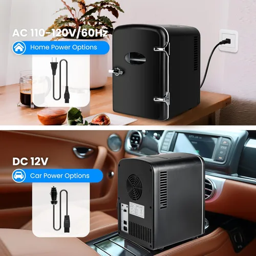Vista 5 de HealSmart Mini refrigerador portátil, refrigeradores compactos enfriadores y calentadores de 4 litros 6 latas, con ventana de observación, 100%