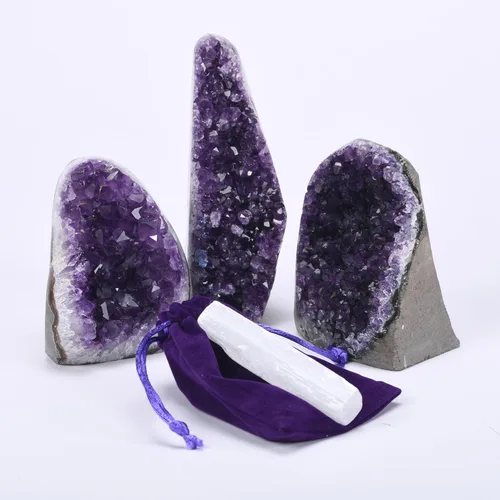 Vista 6 de Geoda Extreme Rocks & Fossils de amatistas de calidad superior Deep Purple Amethyst Cluster, Each Piece is Unique & Natural, Real Raw Healing
