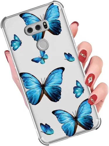 Vista 5 de Funda para LG V30/V30S ThinQ/V35 ThinQ/V30+/V30 Plus, US998 Linda funda, transparente y flexible TPU funda de silicona suave de goma suave para LG
