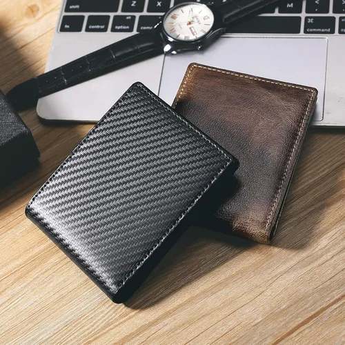 Vista 2 de Swallowmall Mens Wallet RFID Genuine Leather Slim Bifold Wallets For Men Removable ID Windows 11 Cards Holders Gift Box