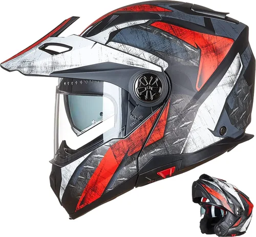 Vista 10 de ILM - Casco modular de cara completa para motocicleta, ATV, tres en uno, para moto de nieve, con visera antiniebla Pinlock, para hombres y mujeres