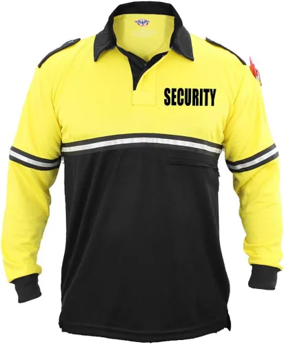 Vista 7 de First Class Camisa de patrulla de bicicleta de seguridad de dos tonos con rayas reflectantes y bolsillo con cremallera verde lima y negro