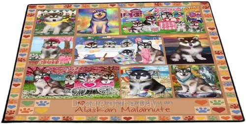 Vista 9 de Doggie of the Day Alaskan Malamute Dogs Floor Mat - 4th of July Independence Day - Best Dog Doormat - Protector Decor - Unique Portrait Art