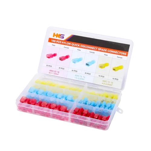Vista 20 de HKS 150 Piezas Conectores de Desconexión Rápida de Espada Hembra de Nylon - Azul 16-14 AWG Kit de Conectores de Cable Eléctrico - Cobre Estañado