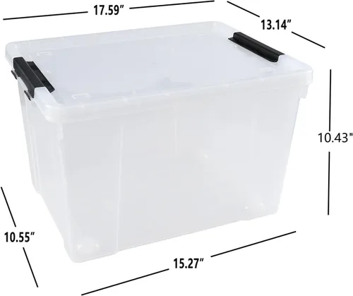 Vista 2 de Paquete de 4 contenedores transparentes con tapa, 34 L