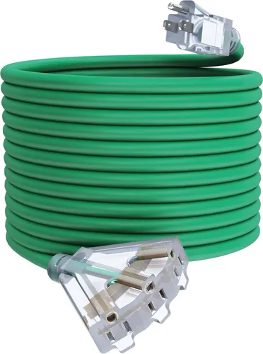Vista 18 de Cable de extensión de calibre 12 de 2 pies con 3 salidas Paquete de 3 cables de extensión resistentes al agua para exteriores con extremo Negro