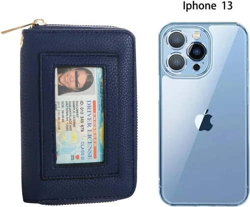 Vista 4 de FACAI Cartera de pulsera RFID para mujer con ranuras para tarjetas de crédito, cartera de viaje, marino, Classic