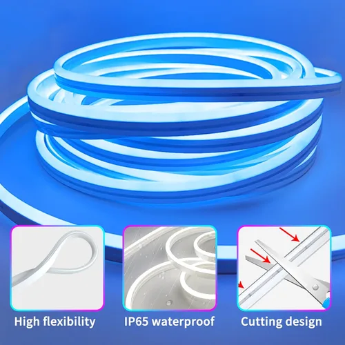 Vista 6 de Cuerda de luces LED de neón de 16.4 pies con aplicación o control remoto, luces LED flexibles, múltiples modos, luces de neón RGB para exteriores