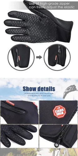 Vista 5 de Ytuomzi Guantes de invierno con pantalla táctil, guantes cálidos, guantes para clima frío, resistentes al viento, para ciclismo, conducción