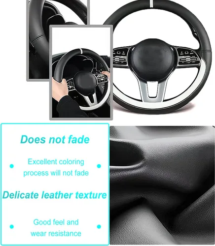 Vista 4 de Funda de volante a medida para Acura, funda de cuero napa antideslizante, diseño exclusivo para accesorios interiores de Acura (beige, para Acura)