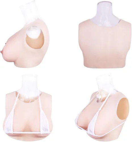Vista 3 de Prótesis de mastectomía realista de silicona para mama para crossdresser transgénero drag queen cosplay