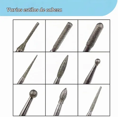 Vista 3 de Juego de talla de piedra de rebabas de diamante de varias formas de 1/8 in Vástago Plata