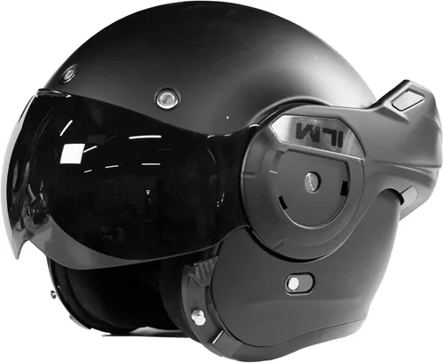 Vista 2 de ILM - Visera teñida para casco modular de motocicleta para adultos, hombres, ATV UTV con protector de barbilla reversible de 180° DOT modelo -B707
