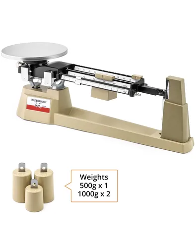 Vista 8 de QWORK Triple Beam, balanza mecánica de 3 pesas, 2610 g/0.1 g Juego de peso analítico de laboratorio, balanza de triple haz con perilla de ajuste a