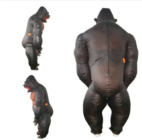 Vista 6 de Disfraz inflable de mono gorila de cuerpo completo travieso divertido traje para fiesta de Halloween adulto niño pequeño