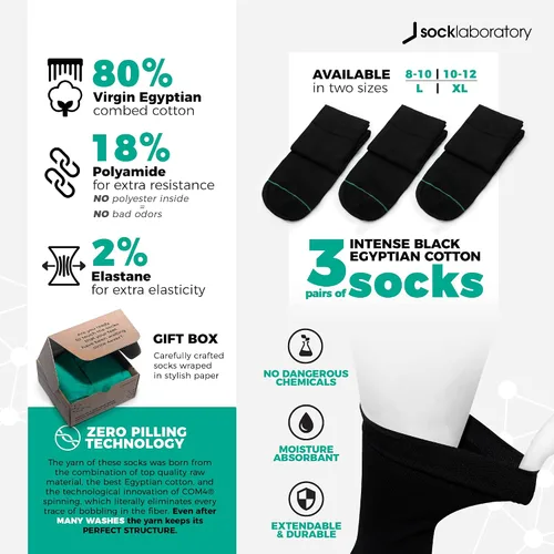 Vista 2 de Men's Dress Socks - Egyptian Cotton - Crew (Box of 3)