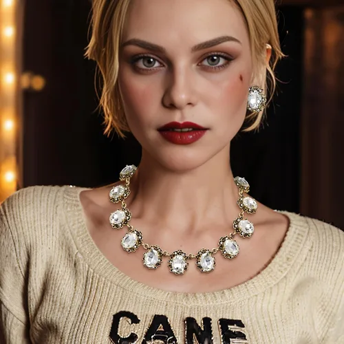 Vista 3 de BriLove Juego de collar de estilo victoriano, aretes perforados para mujer, aretes ovalados inspirados en camafeo con cristales florales, joyería