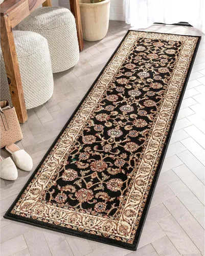 Vista 14 de Well Woven Barclay Collection Sarouk - Alfombra negra de 4 x 5 pies, para entradas, dormitorios pequeños, salas de estar Negro