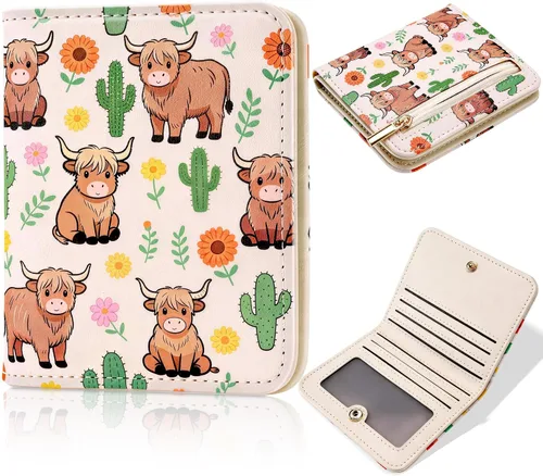 Vista 26 de Toughergun Billetera para mujer, con bloqueo Rfid, pequeña, compacta, plegable, de lujo, de cuero, con bolsillo para mujer, minivestido con ventana