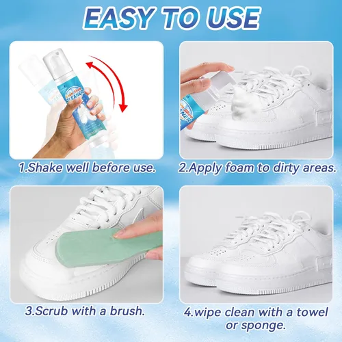 Vista 6 de White Shoe Cleaner, 6.76 Oz Shoe Cleaning Kit with Brush and Towel, Sneaker Cleaner Work on Leather, Knit, Canvas, Suede, PU
