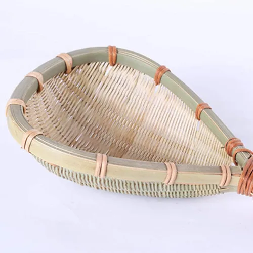 Vista 4 de Hemoton Colador de madera de bambú para arroz, tamiz de malla fina, multiusos, cucharón de cocina
