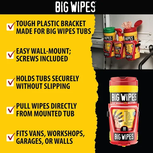 Vista 16 de BIG WIPES Recipiente multisuperficie resistente, paños de limpieza súper absorbentes para manos, superficies y herramientas, recipiente de 80
