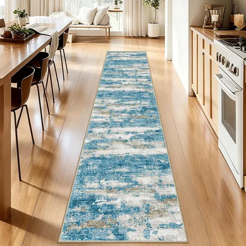Vista 80 de Alfombra de pasillo lavables de 2 x 5, moderna alfombra abstracta para corredor, alfombra de pasillo de cocina ultrafina con respaldo