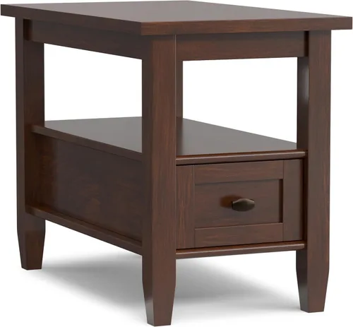 Vista 17 de SIMPLIHOME - Mesa lateral estrecha rectangular Warm Shaker, de madera maciza, de 14 pulgadas de ancho, estilo transicional, color negro, para sala