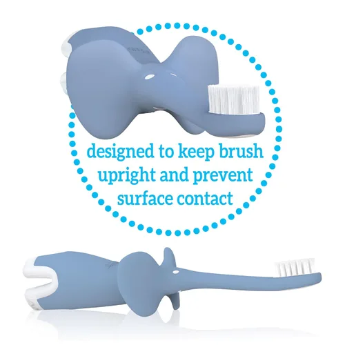 Vista 8 de Dr. Brown's Cepillo de dientes para bebés y niños pequeños, elefante, azul, 0-3 años