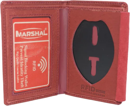 Vista 8 de Marshal - Cartera de piel auténtica RFID delgada y plegable para tarjetas de identificación Negro