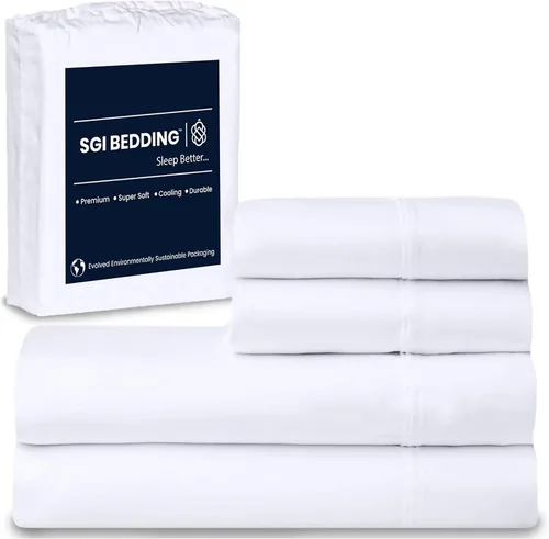 Vista 8 de SGI bedding Juego de sábanas de 1000 hilos California King - 100% de sábanas de algodón egipcio – Ropa de cama de lujo de bolsillo profundo de 16
