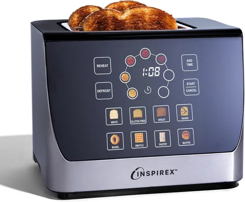 Vista 11 de Inspirex - Tostadora de palanca con pantalla táctil de dos rebanadas, color negro