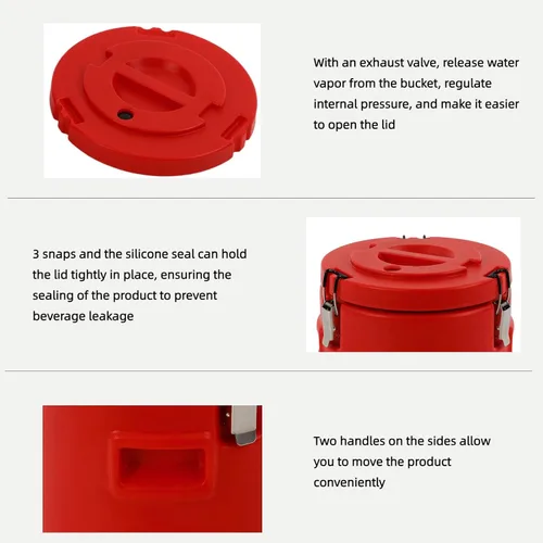 Vista 4 de Dispensador de bebidas aislado, de acero inoxidable, térmico para café frío y caliente, agua, dispensador de bebidas con grifo para hielo, fiesta