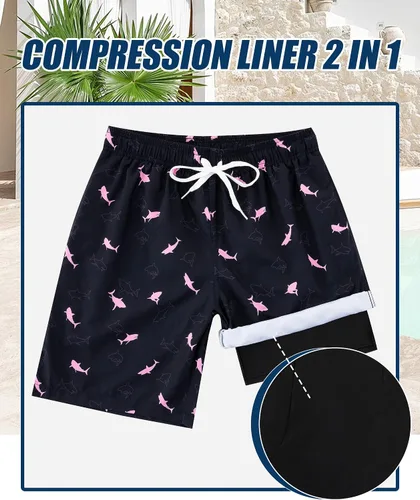 Vista 71 de UNICOMIDEA Bañador para hombre con forro de compresión de 9 pulgadas de largo