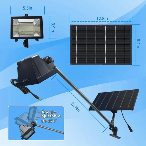 Vista 5 de Luz solar para señal, luces solares resistentes de 60 LED, iluminación para letreros al aire libre, 12000 mAh, iluminación comercial impermeable