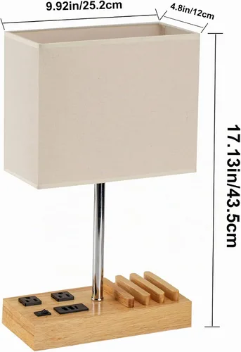 Vista 5 de Lámpara de escritorio Dreamholder con 3 puertos de carga USB, lámpara de mesa con 2 tomas de CA y 3 soportes de teléfono, lámpara de mesita de noche