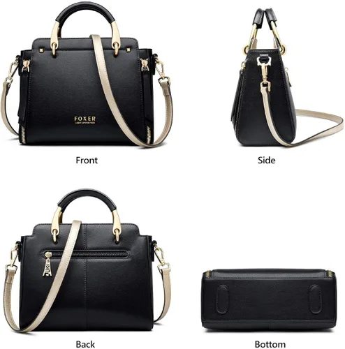 Vista 5 de Bolsos de cuero para mujer, con asa superior y correa ajustable