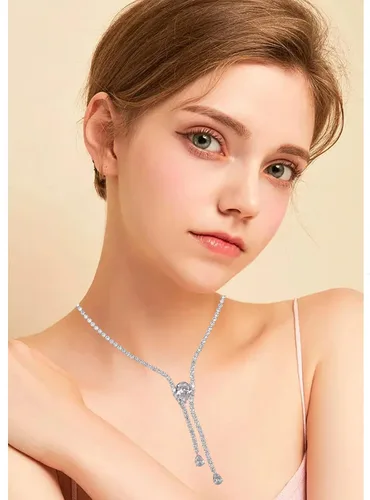 Vista 3 de Collar con colgante de circonita cúbica para niñas y mujeres collar de letras delicadas para mujeres y niñas conjunto de joyas para mujeres