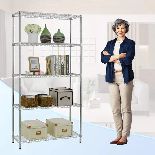 Vista 4 de BestMassage Estantería de alambre de 82 x 45 x 18 pulgadas, estantes de almacenamiento NSF, organizador de estantes de metal grande y resistente